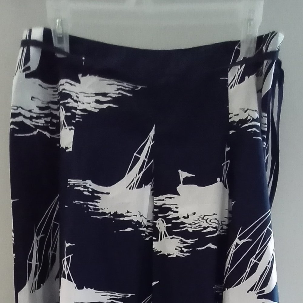 'Talbots Petites' Nautical box pleated skirt Size 10P 100% Cotton NWOT